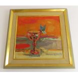 Alexander, goblet with a butterfly, oil on board,