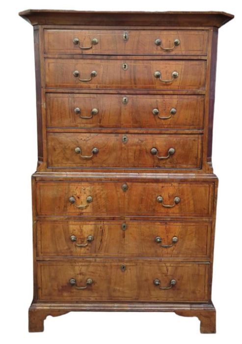 An early 18th century walnut tallboy fitted with - Image 2 of 6