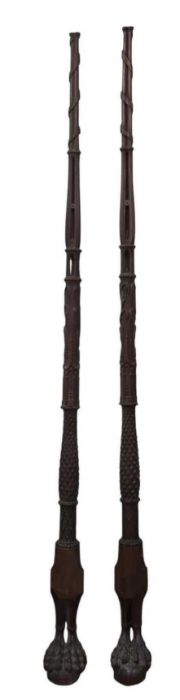 A pair of 19th century carved hardwood pillars (po