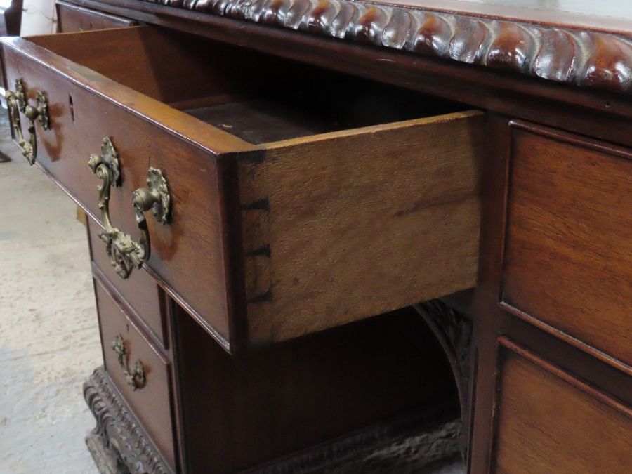 A Victorian mahogany kneehole desk, in the Chippen - Image 5 of 6