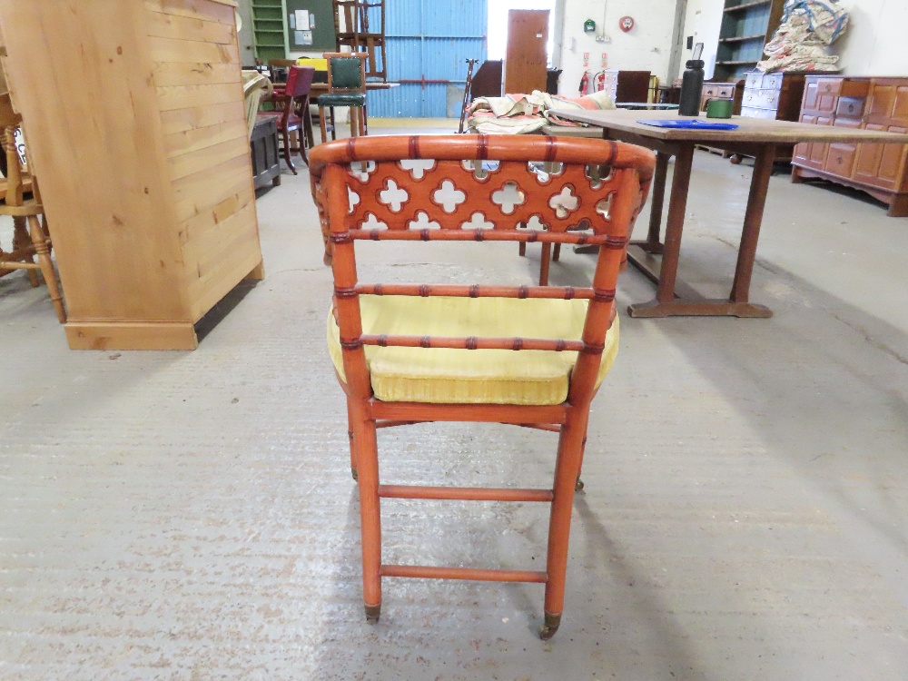 A simulated bamboo chair with painted decoration a - Image 12 of 16