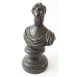 A brass bust of George IV on socle base “George IV