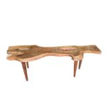 A 20th century yew wood plank top coffee table by