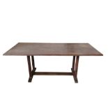 A 20th century oak refectory table on H stretcher