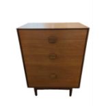 A mid century teak chest of six graduated long dra