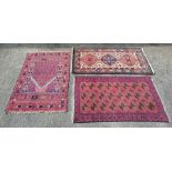 A wool prayer rug 126cm x 81cm; a small Middle Eas