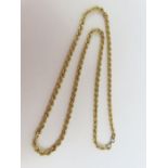 A hollow rope link chain, 46 cm long, 5 grams gros