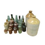 Two stoneware cider jars, stoneware ink bottles, g