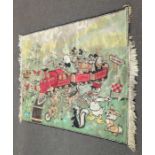 A vintage nursery rug with colourful pattern of Disney ch