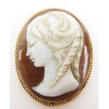 A shell cameo brooch, in a 9 carat gold mount, 3.