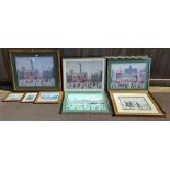 Eight large modern coloured prints after L S Lowry