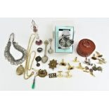 A collection of costume jewellery; cufflinks; and
