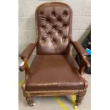 A Victorian mahogany framed gentleman’s chair with