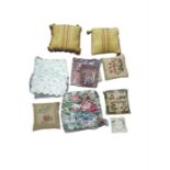 A quantity of chintz and other decorative cushion