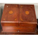 An Edwardian inlaid mahogany stationery box, the f