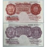 Bank of England 10/- note seated Britannia, lilac,