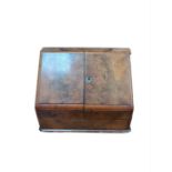 A late Victorian burr walnut stationery box, 28cm