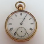 A Waltham open faced gilt metal pocket watch, 4.9