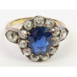 A Victorian sapphire and diamond cluster ring the
