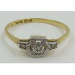 An early 20th century diamond set ring, marked '18