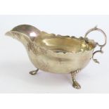 A silver late Victorian sauce boat, makers mark in