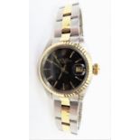 Rolex - a ladies bicoloured wrist watch, the round