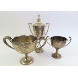 A silver plated snooker trophy cup and cover; with