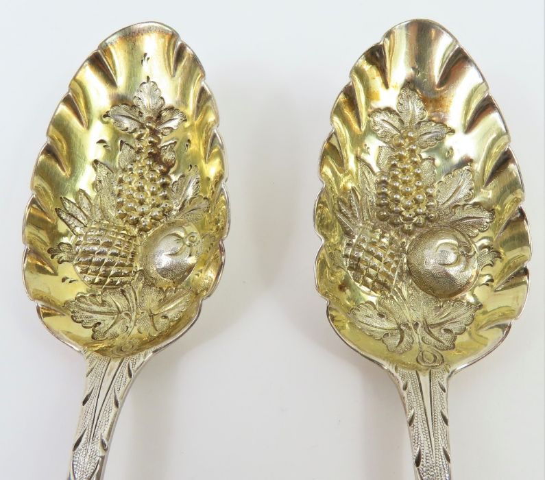 A pair of later decorated berry spoons, Old Englis - Image 3 of 5