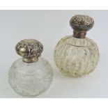 A late Victorian silver mounted cut glass scent bo