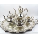 An Edwardian Victorian style silver tea and coffee