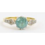 An early to mid-20th century blue zircon and diamond dress ring