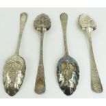 A set of four later decorated berry spoons, Willia