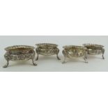 A set of four Victorian silver cauldron salts, by