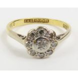 An 18ct gold flat diamond cluster ring