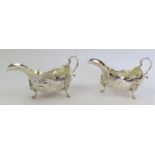 A pair of silver sauceboats, probably 18th century