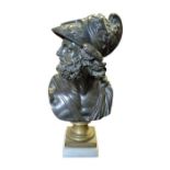 A bronze bust of Ajax, after the antique, on bras