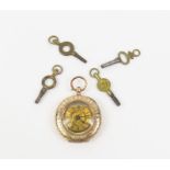 A continental pocket watch, the decorative gold di