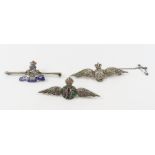 Two RAF wings sweetheart brooches, both set with m