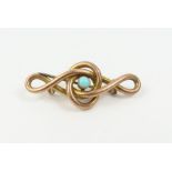 A Victorian knot brooch, with a single turquoise s