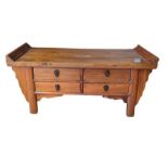 A 20th century Chinese elm altar table, 96cm long,