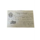 Bank of England white £5 note N32 031747 signed Be