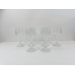 A set of six crystal stem wine glasses