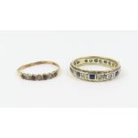 A 9ct gold synthetic stone full eternity ring, fin