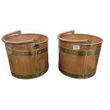 A pair of Georgian style copper coal buckets, 46cm
