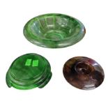 A circa 1930’s large green glass centre piece bowl