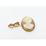 A shell cameo brooch, in a 9 carat gold mount, wit