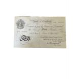 Bank of England white £5 note J40 068045 signed Pe