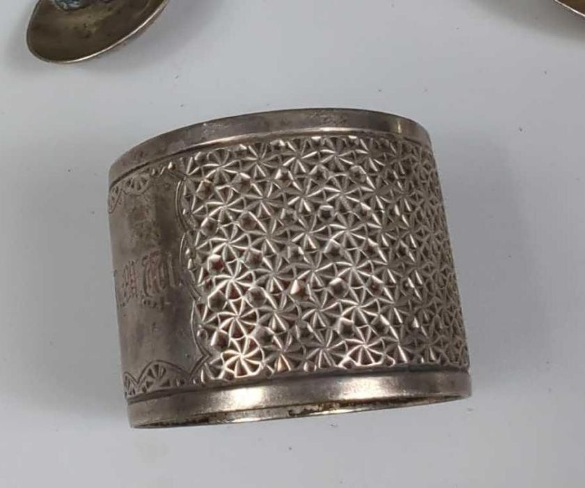 A pair of silver salts; two silver napkin rings; a - Image 3 of 3