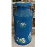 Cast iron milk churn with painted decoration