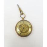 A 19th century open faced fob watch, stamped ’18K’
